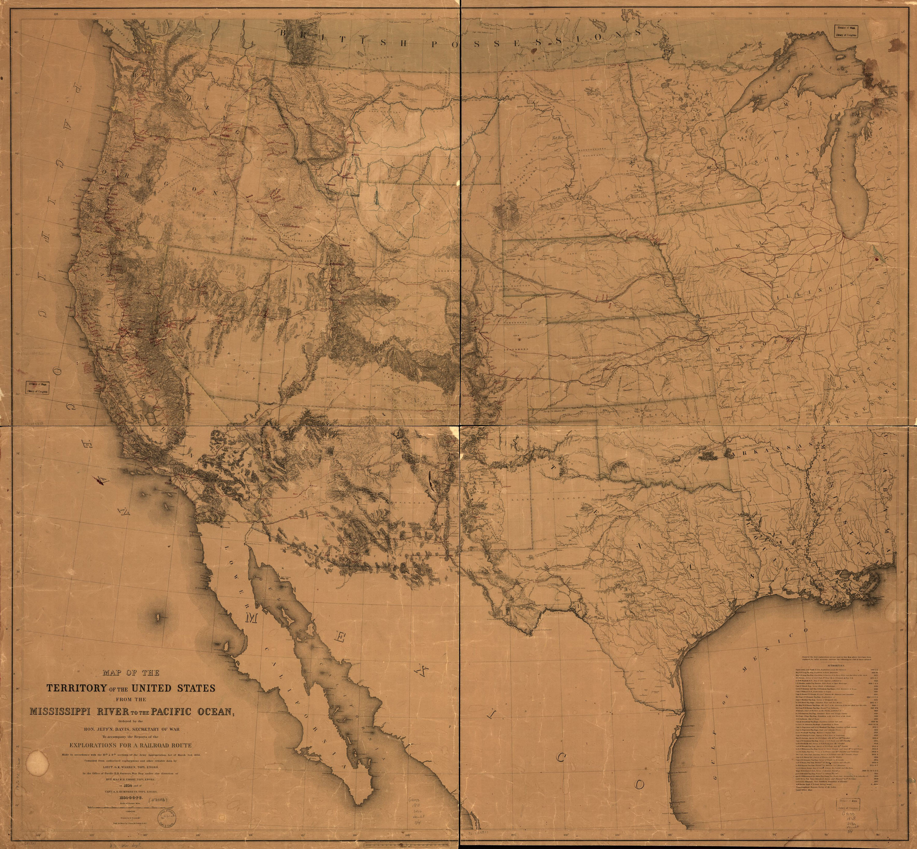 brown-tinted map of western united states with some topographical markings